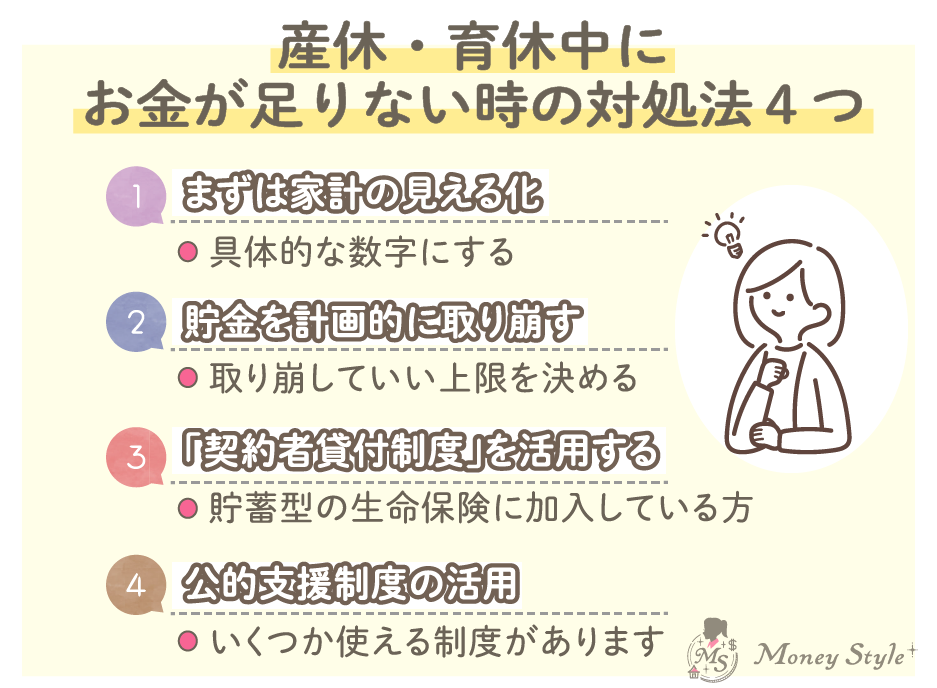産休中・育休中にお金が足りない時の対処法4つ